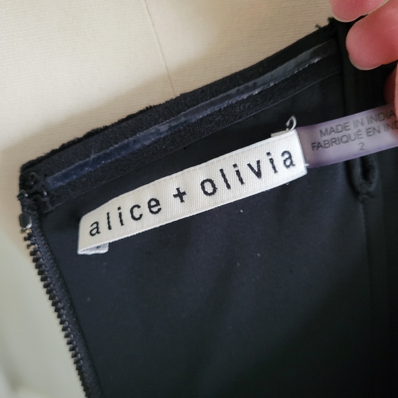 ALICE + OLIVIA Launa black velvet mini dress with colourful floral embroidery - Picture 7 of 14